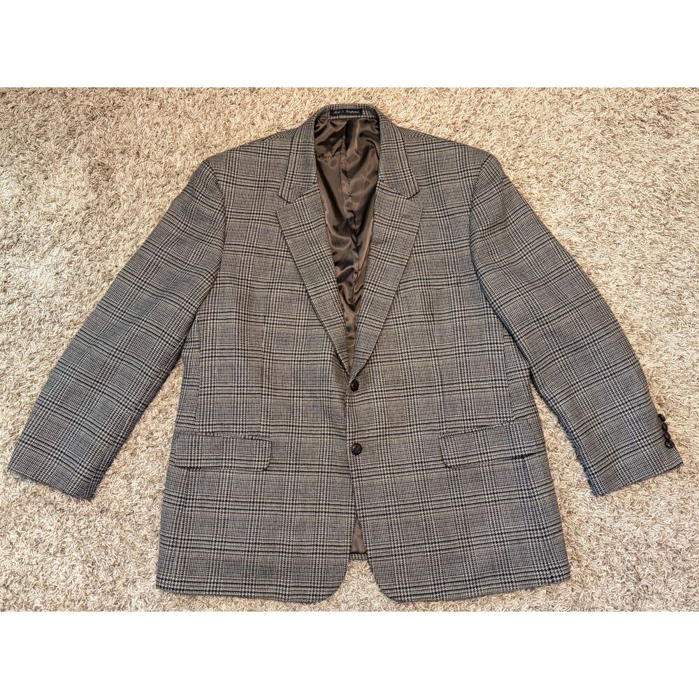 Savile Row Men's 2 Button 100% Wool Glen Plaid Sport Coat Blazer Size R50